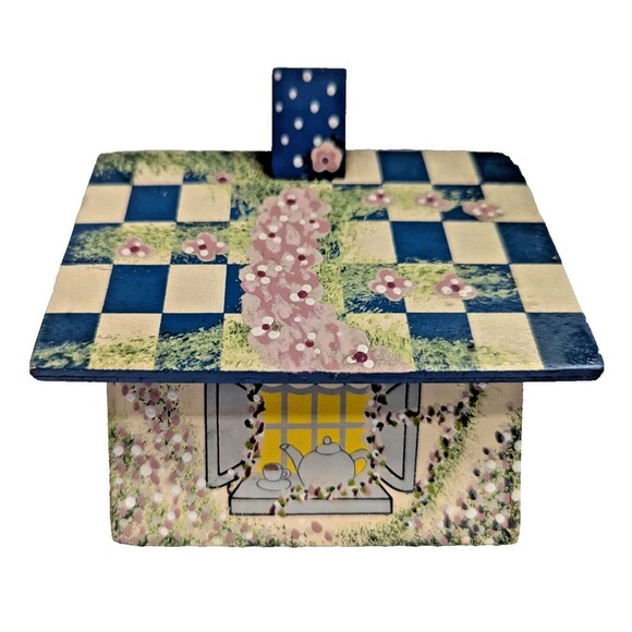 Time for More Garden House Tea Bag Caddy Storage Wood 2-pc 4.5 x 4.5 x 4-in Gift - Picture 4 of 7